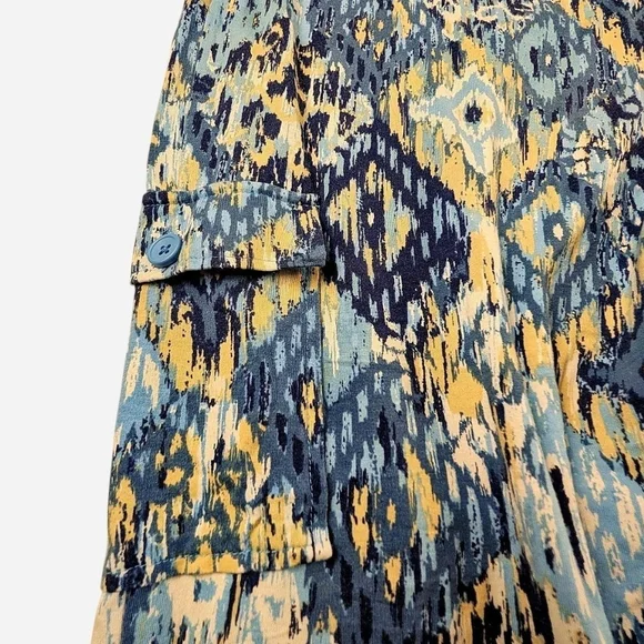 Denim and Co Beach blue yellow wide leg cargo pants with elastic waistband 3x - Picture 3 of 5